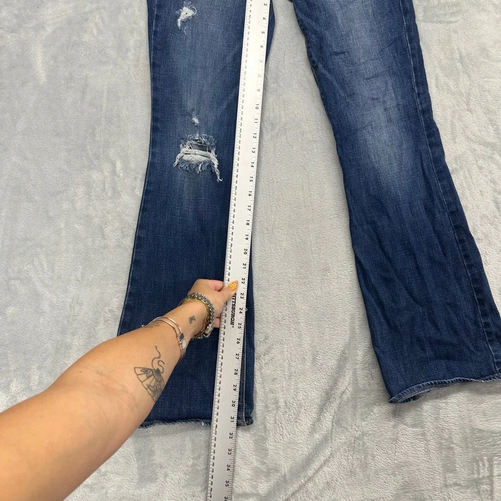 American Eagle Artist Flare Jeans Womens 6 Distressed Medium Wash Stretch Blue - Picture 2 of 9